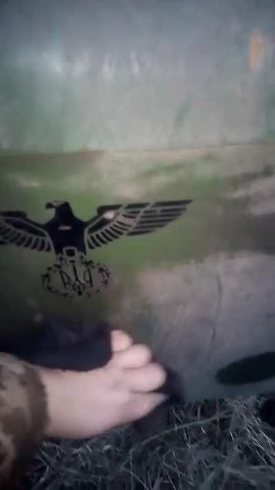 RU POV: Modified "Nazi eagle" on a BMP-2. Instead of a Swastika it was replace with a Ukrainian Trident/Tryzub