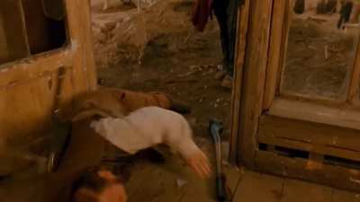 In Gangs of New York (2002), you can see the foam rubber meat cleaver bounce off of Monks&rsquo; back and land on the gound behind him.