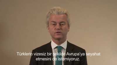 2015 yılında PVV lideri Geert Wilders'ın T&uuml;rkiye'nin Avrupa Birliği &uuml;yeliği konusunda ve T&uuml;rkler hakkında yaptığı konuşma