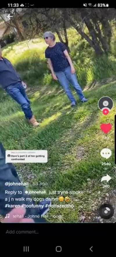Old lady won't stop harrassing woman and her kids at the dog park