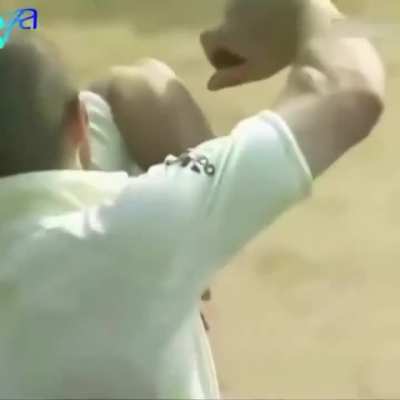 Jason Krejza breaching the defence of VVS LAXMAN with perfect off spin ball