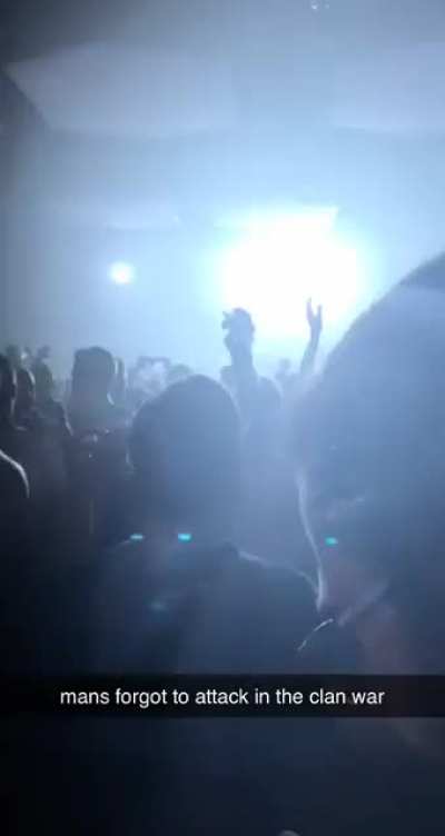 Went to a rave with friends last night. One of them realized he hadn't attacked in war yet. This is dedication!