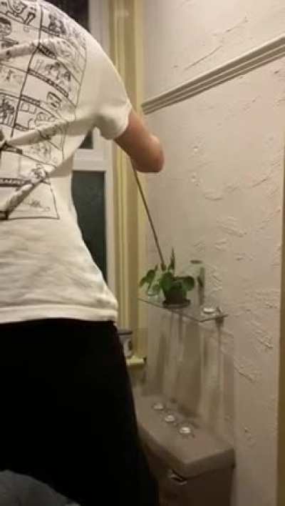 A friend of mine fighting off a monster spider hiding in a plant
