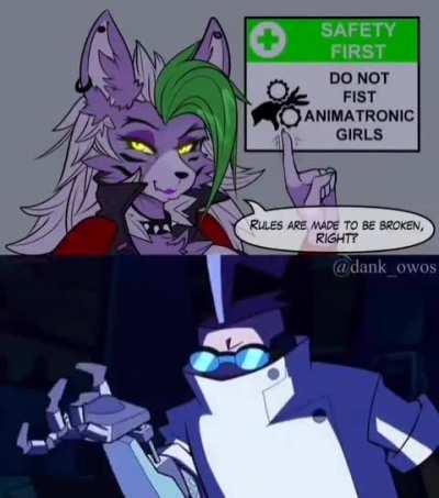 Another Roxy &ldquo;do not fist animatronic girls&rdquo; meme