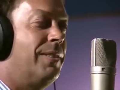 Tim Curry from behind the scenes of "FernGully: The Last Rainforest" (1992), recording the song Toxic Love.