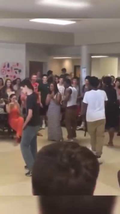 Everyone getting hyped by his moves