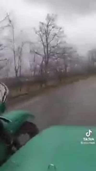 Motorcycle tows a 2S12 "Sani" havy mortar