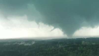 Tornado causes blue electric flashes as it tears up a power source. Silas, Alabama.