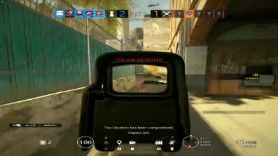 someone did it with a flash-bang, i did it with a Gu. first time the call "hes one hp," was right