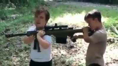 little men and a gun