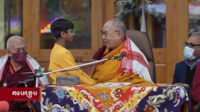 A weird video of the Dalai Lama asking an Indian boy to &lsquo;suck his tongue&rsquo;