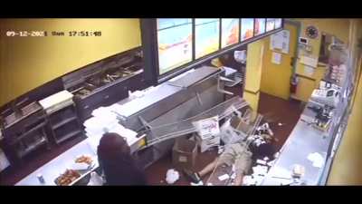 An unhappy customer enters an employee only area