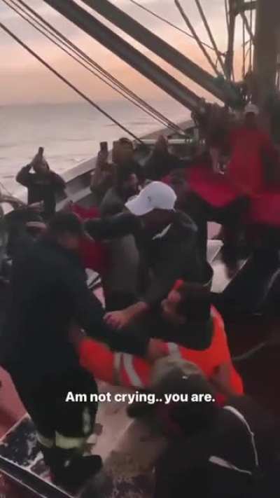 Moroccan sailors celebrating the the Moroccan national team after they reached the semifinals in the worldcup❤❤❤