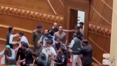 Ongoing political circus in Pakistan dropped to another level with provincial deputy speaker attacked with fists and hair pulling!