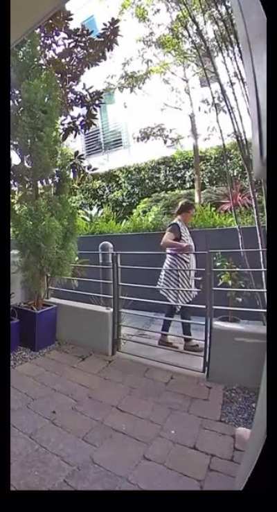 Trashy Granny steals entire lemon tree off of porch