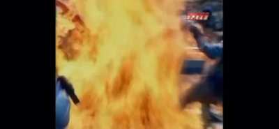 Jos Verstappen&rsquo;s car catches on fire after fuel is spilled onto it, Germany 1994