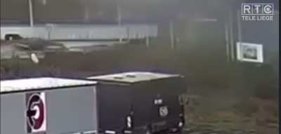 The video of the &ldquo;non braking before a roundabout then fly trough a sports hall&rdquo; that happened yesterday in Belgium
