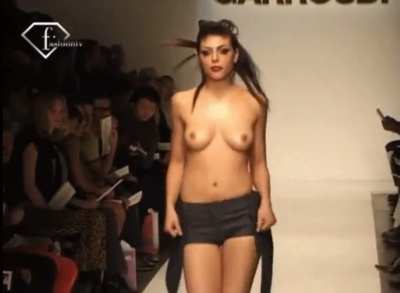 Completely topless, bouncy, and busty