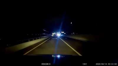 [USA] Driver crosses into oncoming lanes to run a red light, doesn't look behind car first