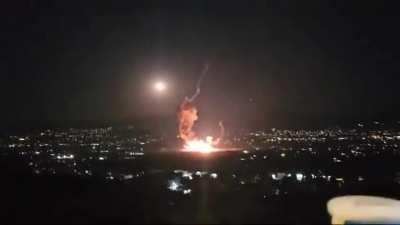 Secondary explosions and munitions cooking after IDF airstrike on a Hezbollah weapons depot in northeastern Lebanon's Baalbek. 19 August 2024