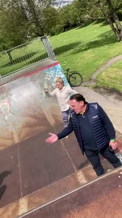 Local car salesman and his wife harassing kids at a local skatepark in Swansea. He's trying (and failing) to get this video taken down.
