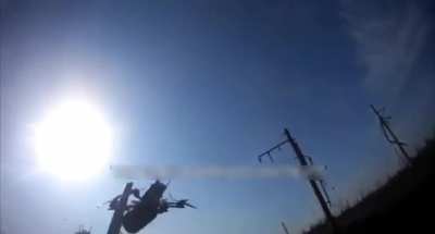 Russian soldiers hit by Ukrainian fpv drone while driving
