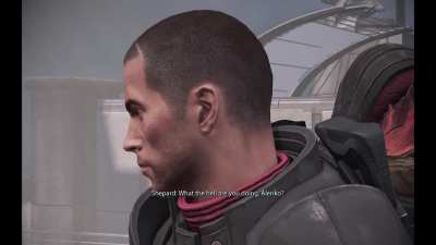 Bioware LOVED using this animation throughout the franchise. Don't be surpised if it makes a cameo meme in the next game.