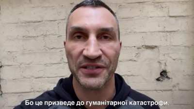 Volodymyr Klytschko, mayor of Kyiv and former heavyweight world champion, addressing the democratic &amp;amp; free world just now