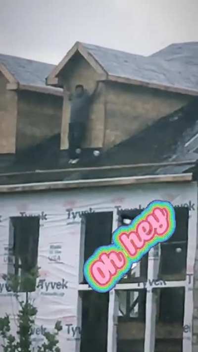 Someone got themselves into a little pickle on the roof