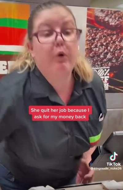 Cashier rage quits after a customer asks for a refund