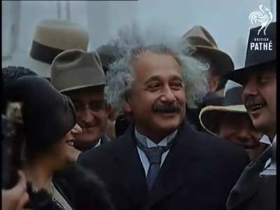 A colourised version of Einstein's comment on the prohibition in the 1930s