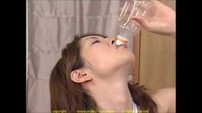Yuri Koizumi drinks bottle and glass of cum - Milky Cat (DMC 15)