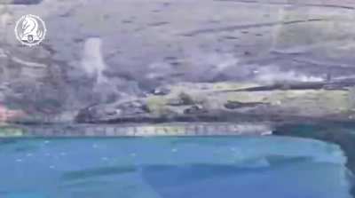 Drone footage by the Ukrainian 47th Mechanized Brigade shows an artillery attack on a Russian TOS-1A "Solntsepek" near Avdiivka, Donetsk Oblast.