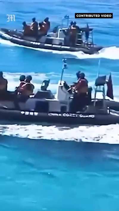 Chinese Coast Guard personnel harass Filipinos securing airdropped supplies [June 2024]