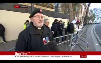 Rev. Tim Daplyn: "It's been termed a pro-Palestinian demonstration, but I think it's a pro-peace demonstration... old soldiers, on Armistice Day, calling for Armistice"