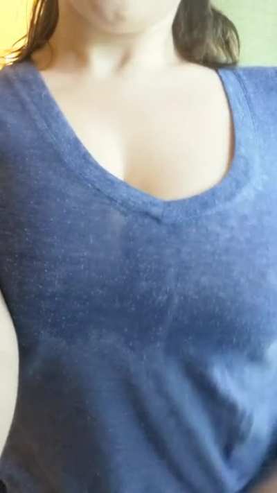 Got caught out in the rain. Think my neighbors could tell I wasn't wearing a bra?? (OC)