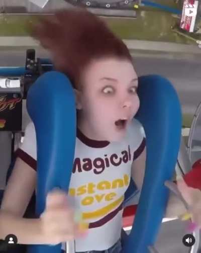 Girl Completely Loses Her Shit On Amusement Ride...