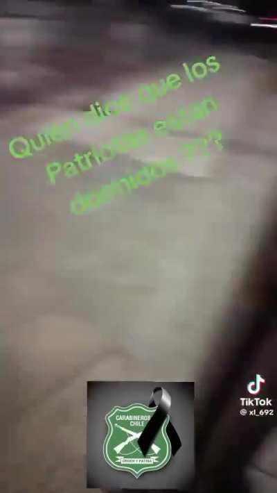 Grupos escoltados por Carabineros colocan carteles en protesta por los asesinatos de Carabineros en servicio.