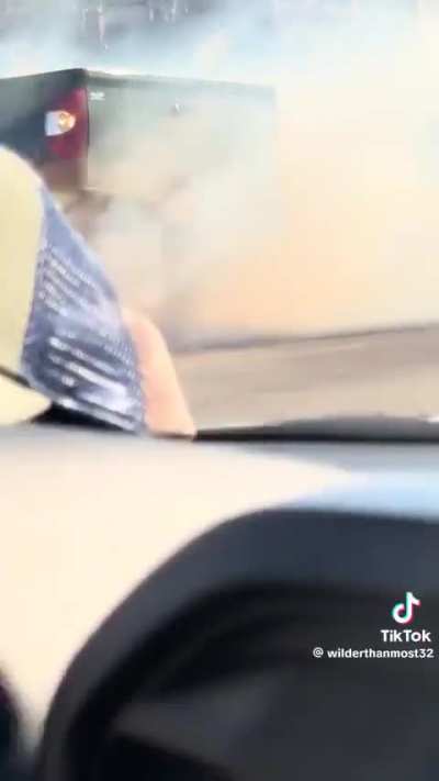 Dude comes out of his vehicle near the end of the video looking pretty cooked
