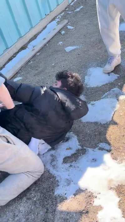 Dude gets whooped for talking to grey hoodies gf