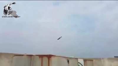 Elephant Rocket Flying Low Over Rooftop Position of Iraq's E.R.D. Forces