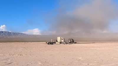 A-10 Thunderbolt II desintegrates a truck with a Maverick missle