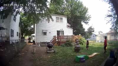 While introducing my daughter's 2 friends to my dog, my neighbor yells while laughing, "HAHAA can't wait until she bites your fucking faces off."