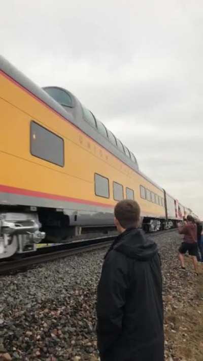 Union Pacific 4141 entering College Station, TX carrying George Bush Sr. to his final resting place at the George HW Bush Presidential Library at Texas A&amp;amp;M University, College Station, TX