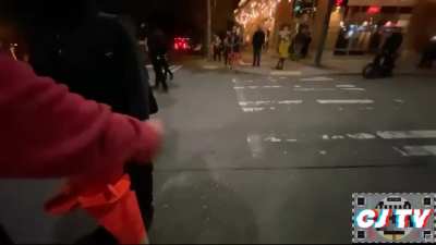 Man threatens a streamer after a riot, saying "I'll break your jaw" after someone spread rumors that he supported the police [Seattle, 10/4]