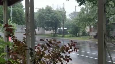 Morning rain on an (almost) deserted street