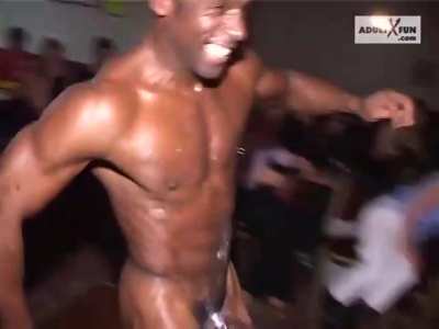 "No i've had my fill" Chubby blonde who previously sucked off black Loverboys stripper refuses to suck him again.