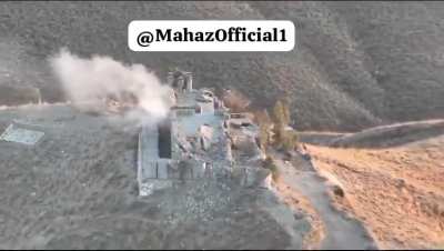 Taliban border post is struck by Pakistani artillery fire during recent clash along the Pakistan-Afghanistan border in the areas around Torkham border crossing.