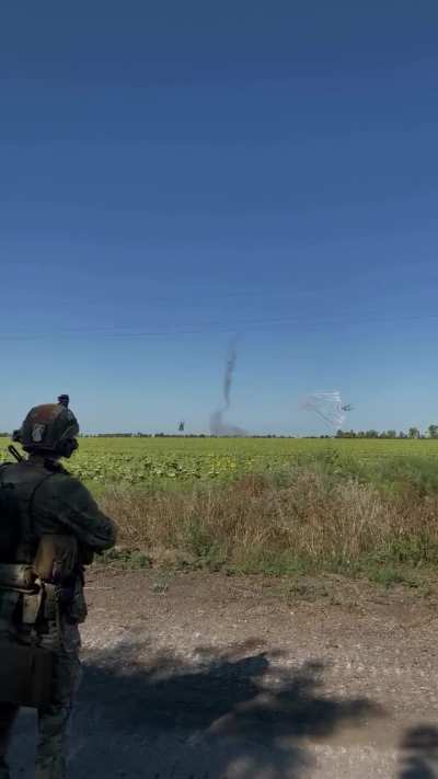 Ukrainian JTAC team observing a pair of Mi-24 attack helicopters of the Ground Forces Aviation firing rockets at a target pre-designated by them. Published on August 16, 2024 by "UTAC Team"