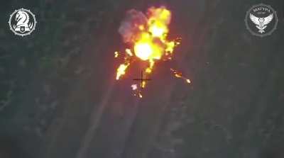 Soldiers of the Magura BuAR (47th OMBr) discovered a Russian 2S3 'Akatsiya' self propelled howitzer on the move, this information was relayed to the 109th TRO brigade who accurately destroyed the vehicle with an FPV drone. Stepovoy Direction.